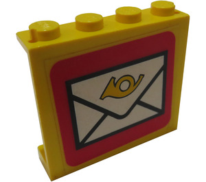 LEGO Yellow Panel 1 x 4 x 3 with letter logo Sticker without Side Supports, Solid Studs (4215)