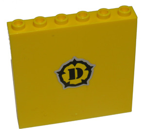LEGO Yellow Panel 1 x 6 x 5 with Dino Logo Sticker (59349)