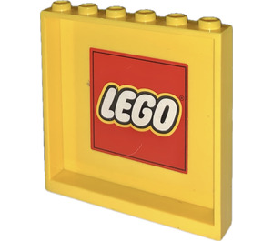 LEGO Jaune Panneau 1 x 6 x 5 avec LEGO logo sur rouge Background Autocollant (59349)