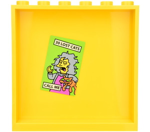 LEGO Yellow Panel 1 x 6 x 5 with Poster with '30 LOST CATS’ and ‘CALL ME' Sticker (59349)