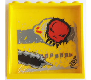 LEGO Yellow Panel 1 x 6 x 5 with Skull, Grafitti, and Scorchmark (Right) Sticker (59349)