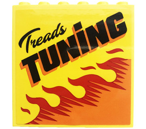 LEGO Yellow Panel 1 x 6 x 5 with 'Treads TUNING', Flames Sticker (59349)