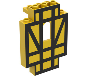 LEGO Yellow Panel 2 x 5 x 6 with Window with Black Half-Timber (4444)