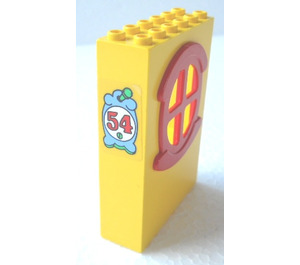 LEGO Giallo Pannello 2 x 6 x 7 Fabuland Parete Assembly con '54' Adesivo