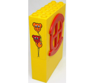 LEGO Geel Paneel 2 x 6 x 7 Fabuland Muur Assembly met Balloons Sticker