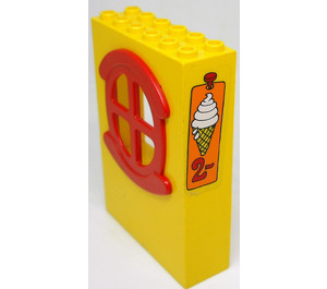 LEGO Yellow Panel 2 x 6 x 7 Fabuland Wall Assembly with Ice Cream and 2 Sticker