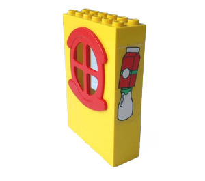 LEGO Gelb Panel 2 x 6 x 7 Fabuland Mauer Assembly mit  Juice Carton und Milk Flasche Aufkleber