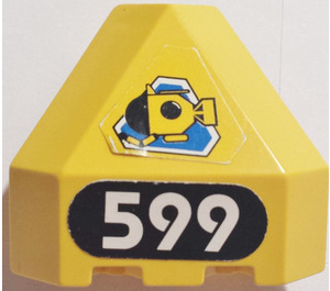 LEGO Jaune Panneau 3 x 3 x 3 Coin avec Submarine et "599" Autocollant (30079)