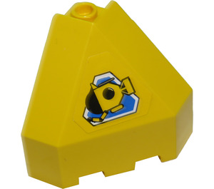 LEGO Jaune Panneau 3 x 3 x 3 Coin avec Jaune submarine dans Bleu triangle Autocollant sur fond jaune (30079)