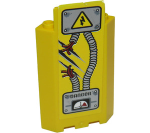 LEGO Yellow Panel 3 x 3 x 6 Corner Wall with Electricity Danger Sign and Broken Cable Sticker without Bottom Indentations (87421)