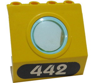 LEGO Yellow Panel 3 x 4 x 3 with Porthole with '442' Sticker (30080)