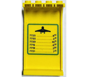 LEGO Yellow Panel 3 x 4 x 6 with Curved Top with Flight Schedule Sticker (2571)