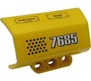 LEGO Yellow Panel 4 x 6 Side Flaring Intake with Three Holes with '7685', 'ELECTRICS' and 'WATER' Right Sticker (61069)