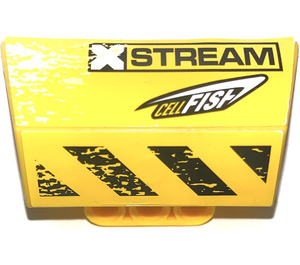 LEGO Yellow Panel 4 x 6 Side Flaring Intake with Three Holes with 'XSTREAM, 'CELLFISH' and Black and Yellow Danger Stripes (Model Left) Sticker (61069)