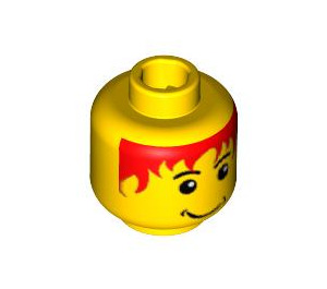 LEGO Yellow Pepper Roni Minifigure Head with Red Hair (Safety Stud) (3626 / 42523)