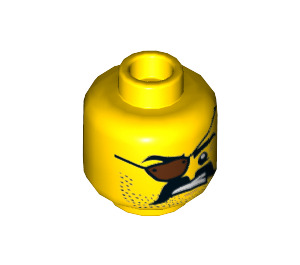 LEGO Yellow Pirate Minifigure Head (Recessed Solid Stud) (3626 / 19439)