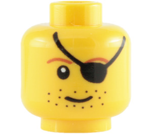 LEGO Yellow Pirate with Blue Jacket and Bicorne with White Skull and Bones Head (Safety Stud) (3626 / 85553)