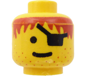 LEGO Yellow Pirates Head with Red Hair and Eyepatch (Safety Stud) (3626)