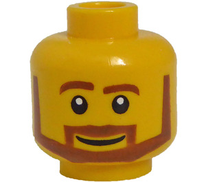 LEGO Giallo Liscio Testa con Barba (Perno di sicurezza) (3626)