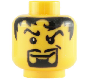 LEGO Żółty Gładki Głowa z Czarny Włosy I Goatee, Zamknięte Usta (wypustek zabezpieczający) (3626 / 50003)