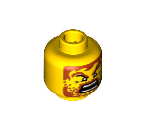 LEGO Gelb Schmucklos Kopf mit Brown Haar und Beard mit Stubble, Open Mouth (Sicherheitsbolzen) (3626 / 53977)