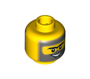 LEGO Yellow Plain Head with Gray Beard and Sideburns (Safety Stud) (3626 / 64877)