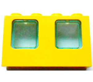 LEGO Yellow Plane Window 1 x 4 x 2 with Transparent Light Blue Glass