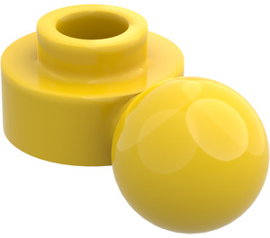 LEGO Giallo Piastra 1 x 1 Rotondo con Sfera di traino (Foro rotondo)