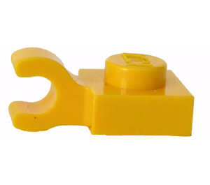 LEGO Gelb Platte 1 x 1 mit Horizontaler Clip (Dick geöffneter O-Clip) (52738 / 61252)