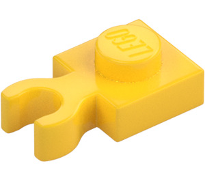 LEGO Gelb Platte 1 x 1 mit Vertikal Clip (Dick geöffneter O-Clip) (44860 / 60897)