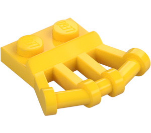 LEGO Jaune assiette 1 x 2 avec Incliné Barre Poignées (92692)