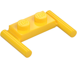 LEGO Gul Plate 1 x 2 med Håndtak (Lave håndtak) (3839)