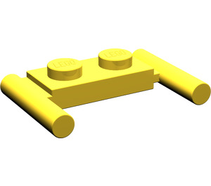 LEGO Geel Plaat 1 x 2 met Handgrepen (Middelste handgrepen)