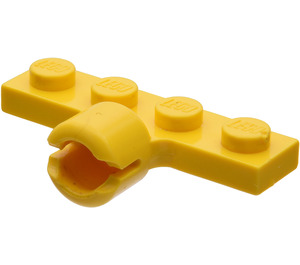 LEGO Gul Plate 1 x 4 med Kuleleddssokkel (Lang med 2 spor)