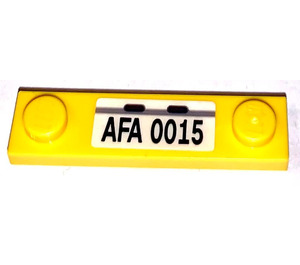 LEGO Yellow Plate 1 x 4 with Two Studs with AFA 0015 Sticker with Groove (41740)