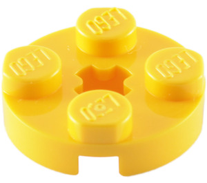LEGO Geel Plaat 2 x 2 Ronde met As Gat (met '+'-vormig asgat) (4032)