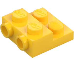 LEGO Gul Plate 2 x 2 x 0.7 med 2 Knotter på Side (4304 / 99206)