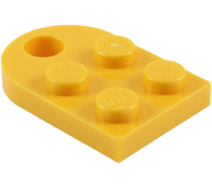 LEGO Geel Plaat 2 x 3 met Afgerond Einde en Pin Gat (3176)