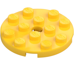 LEGO Amarillo Placa 4 x 4 Circular con Agujero y Snapstud (60474)