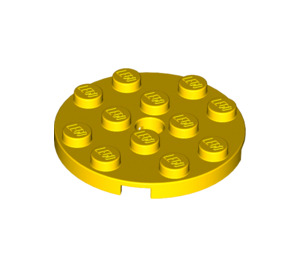LEGO Jaune assiette 4 x 4 Rond avec Trou et Snapstud (60474)