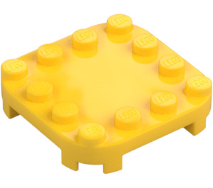 LEGO Giallo Piastra 4 x 4 x 0.7 con Angoli arrotondati e Empty Middle (66792)