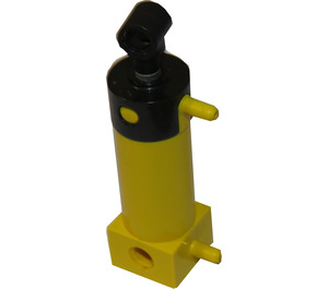 LEGO Gelb Pneumatic Zylinder - Zwei Way mit Platz Base und Schwarz Deckel