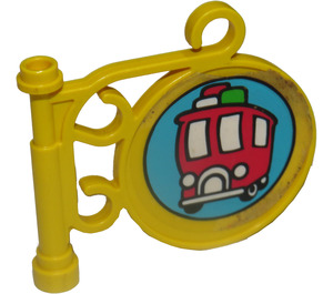 LEGO Yellow Pole Sign with Bus Sticker (2038)