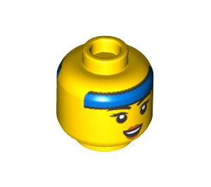 LEGO Gelb Polizei Cadet, Female (Lange Schwarz Haar mit Braids) Minifigure Kopf (Einbau-Vollbolzen) (3626 / 101374)
