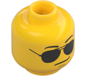 LEGO Yellow Police Officer Head with Black Sunglasses (Recessed Solid Stud) (3626 / 21023)