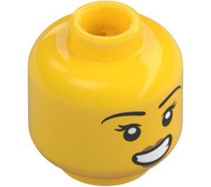 LEGO Gul Polis Minifigur Huvud (Infälld solid knopp) (3626 / 66156)