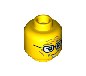 LEGO Yellow Postman Head with Grey Hair and Glasses (Recessed Solid Stud) (3626 / 23215)