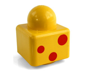 LEGO Yellow Primo Brick 1 x 1 with 3 Red Circles (31000)