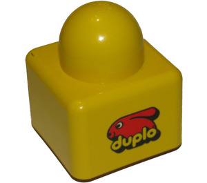 LEGO Yellow Primo Brick 1 x 1 with Duplo Logo and Lego Logo on opposite sides (49256)