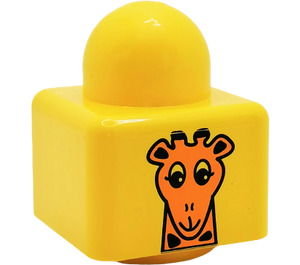 LEGO Amarillo Primo Ladrillo 1 x 1 con Giraffe Cabeza y Palm Árbol Parte superior (31000 / 82408)